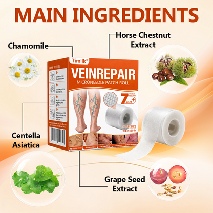 🔥 LIMITED SPECIAL OFFER🔥Timilk® VeinRepair Microneedle Patch Roll🦵✨ (Advanced Microneedle Vein Repair Patch for Bulging Veins, Swelling, Heavy Legs & Daily Leg Discomfort)