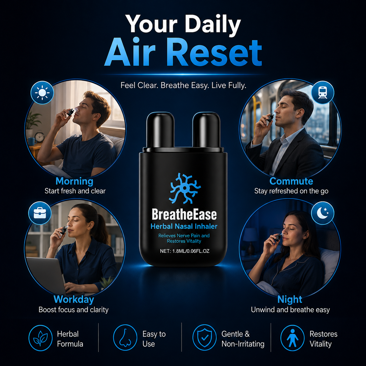 BreatheEase Herbal Nasal Inhaler